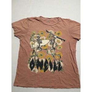 O'Neill Women's Pink Surfer Skeleton Tee, Small T-shirt #621